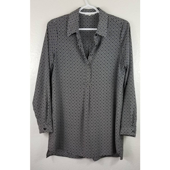 Pleione Tops - Pleione White/Black/Tan Dress Top Sz Sm